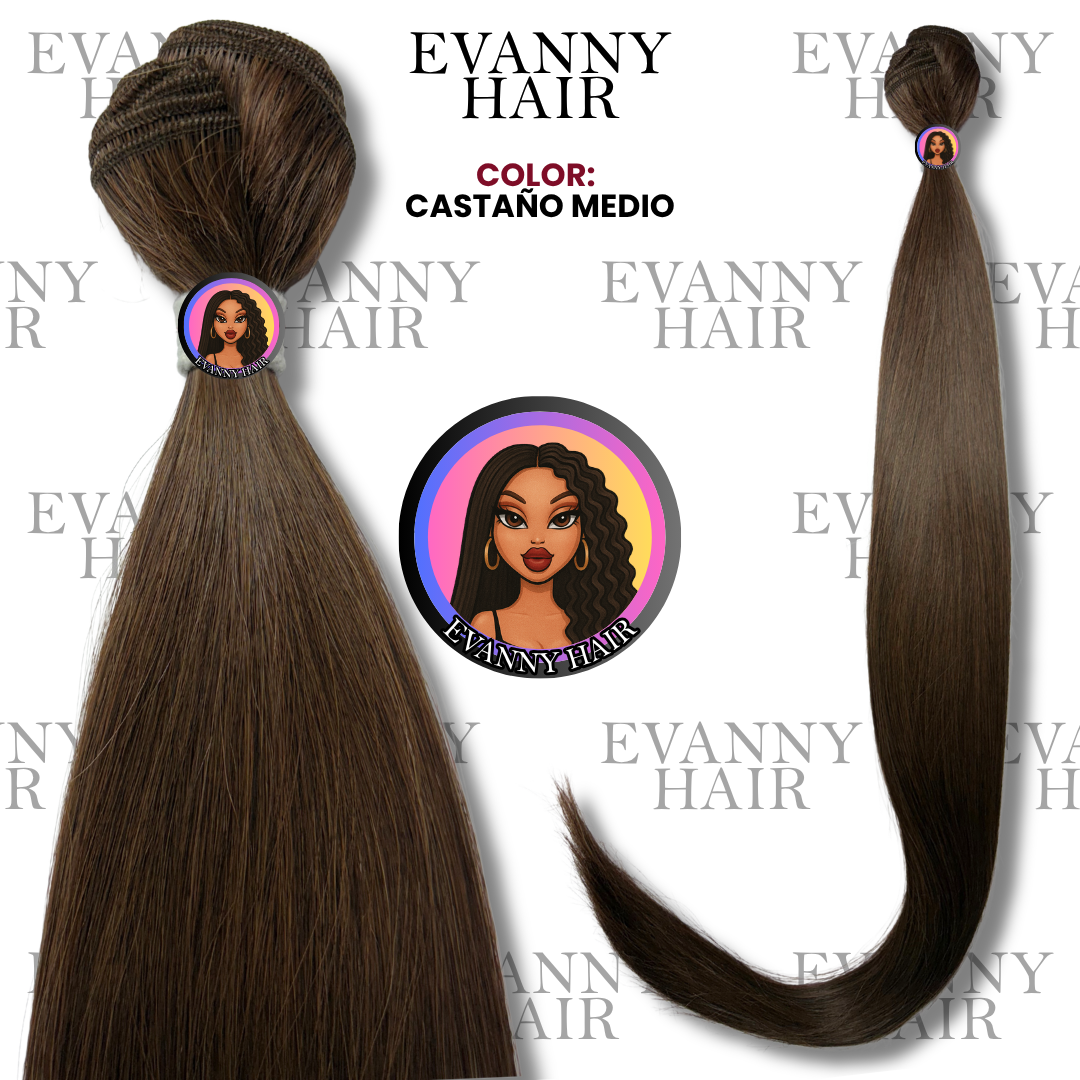Extensiones Clon Humano tono Castaño Medio