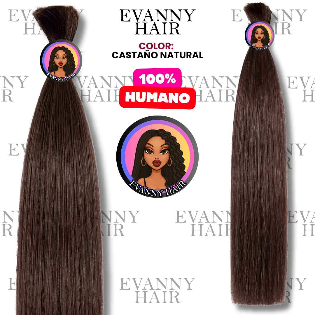 Cabello 100% humano tono Castaño Natural