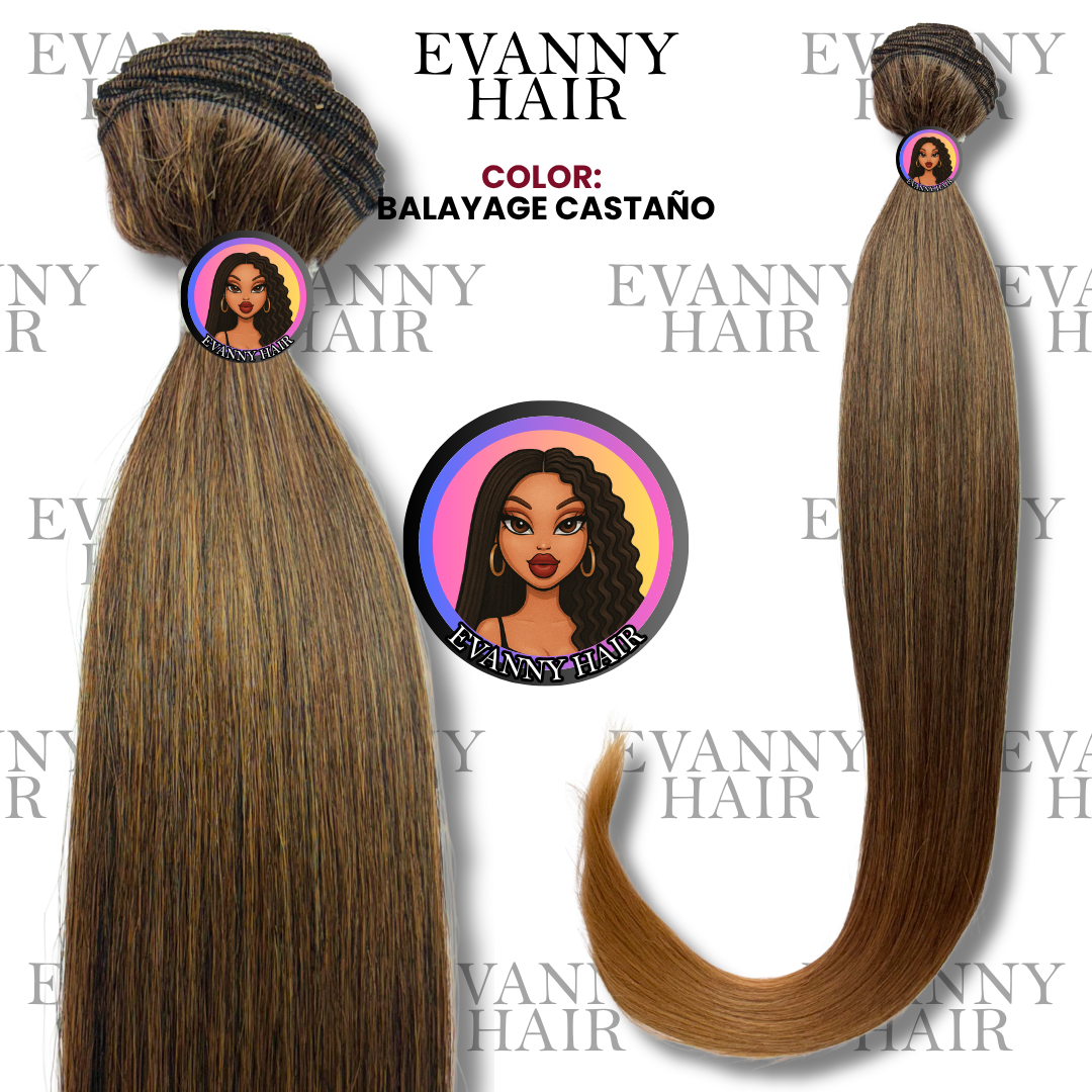 Extensiones Clon Humano tono Balayage Castaño